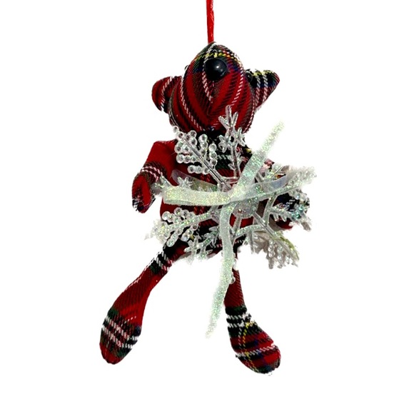 5 handmade plaid teddy bear Christmas ornaments. - Picture 3 of 6